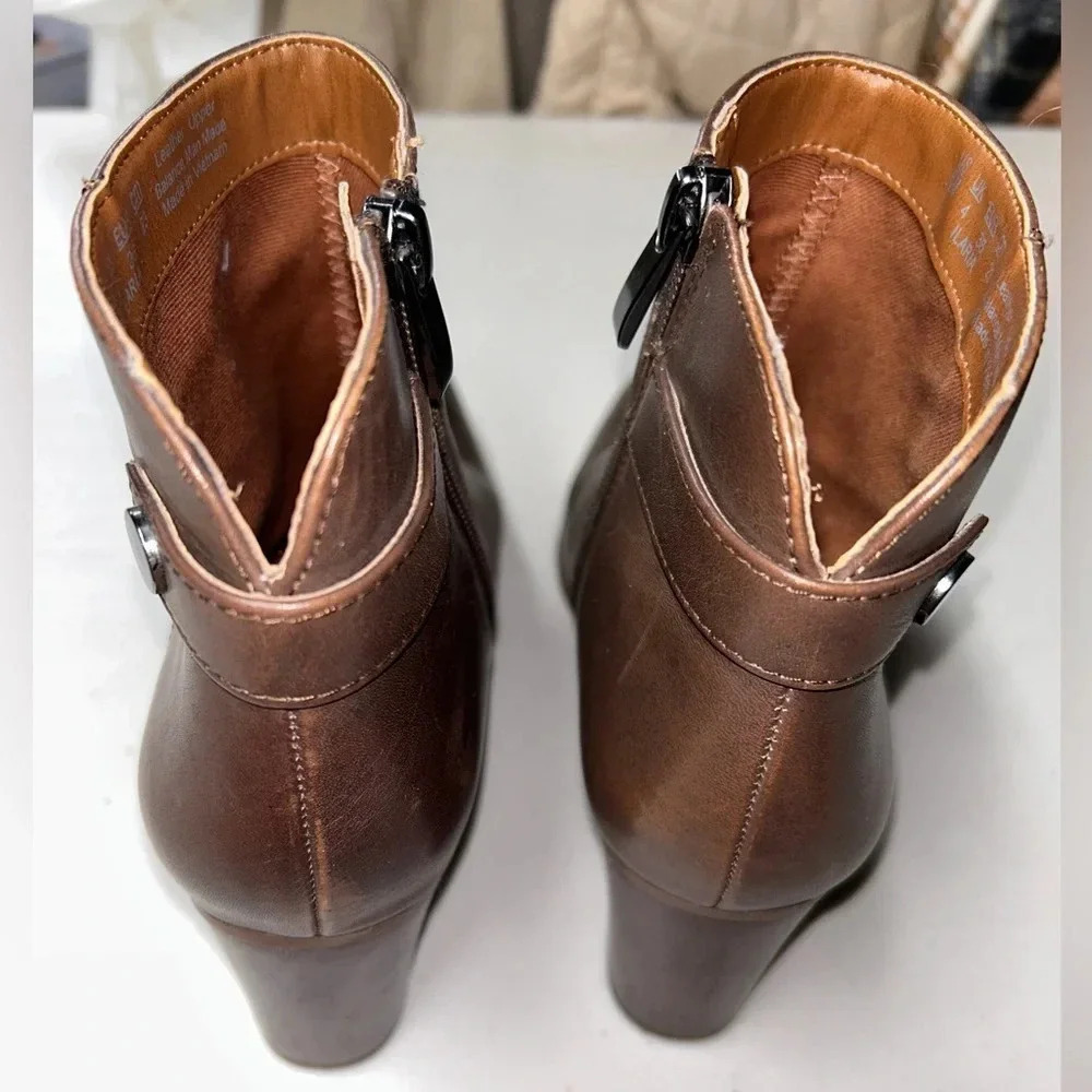 Franco Sarto Ilaria Heeled Leather Brown Booties Women’s 6M - Picture 8 of 11